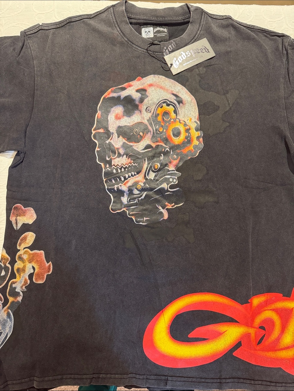 GodSpeed PYP Black Wash Graphic Skull Tee - Men's Casual T Shirt. Medium. 33/555